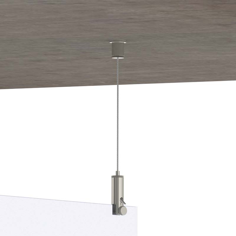 Abhängeset mit Display-Gripper, Drahtseil 1,5mm / Länge 1500mm